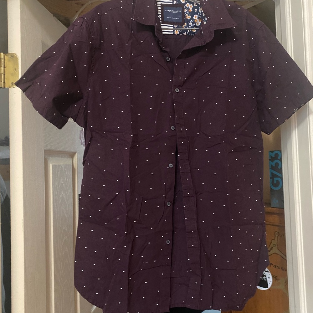 Denim & Flower Burgundy Button Down Shirt